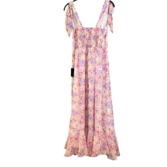Lulu’s Women's Smocked Tie Straps Midi Dress Coastal Cowgirl Boho Floral Size M - Picture 2 of 9